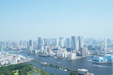 View of Hamarikyu Garden and Tokyo Bay