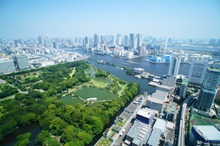 View of Hamarikyu Garden and Tokyo Bay